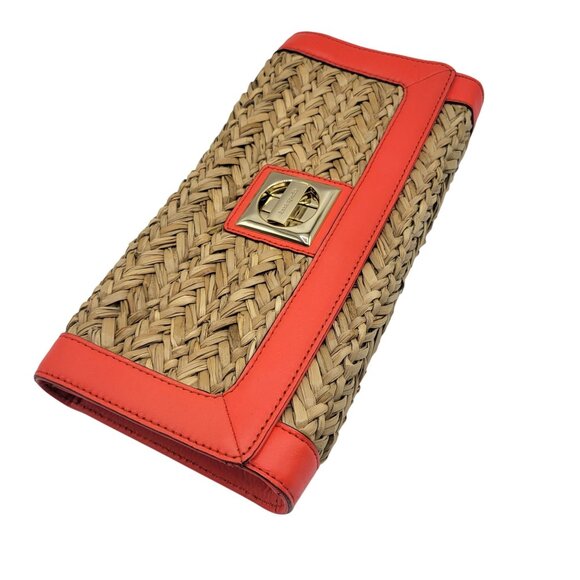 Kate Spade Folly Beach Makenzi Sea Grass Clutch Purse Woven Natural 11"x6.5" - Picture 9 of 12